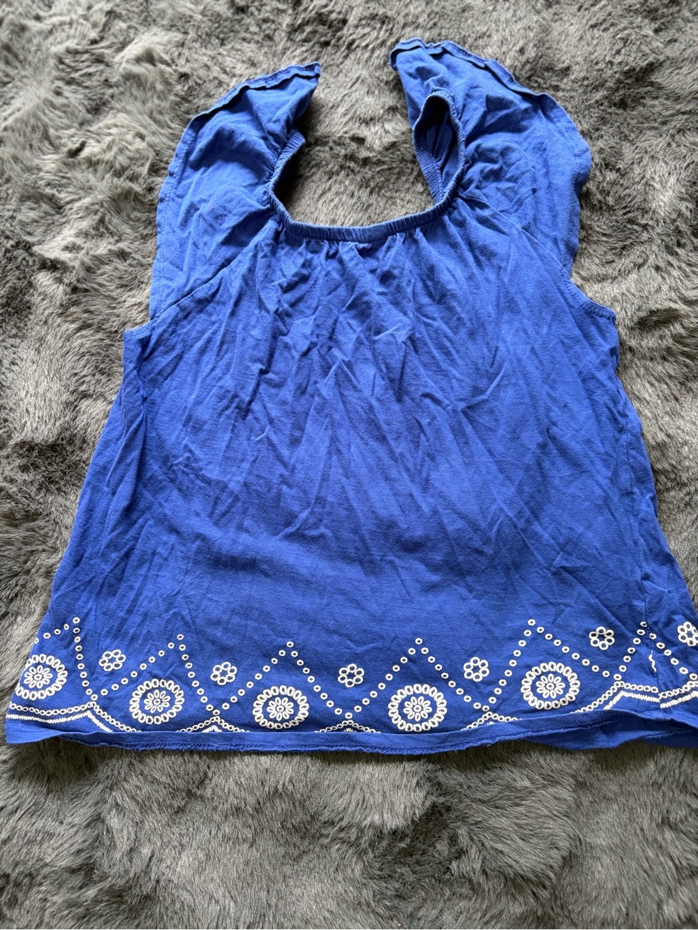 Blue Embroidered Sleeveless KIDS Top